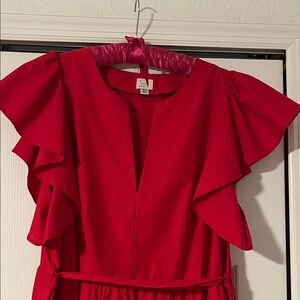 A New Day Red Ruffle Sleeve Maxi Dress